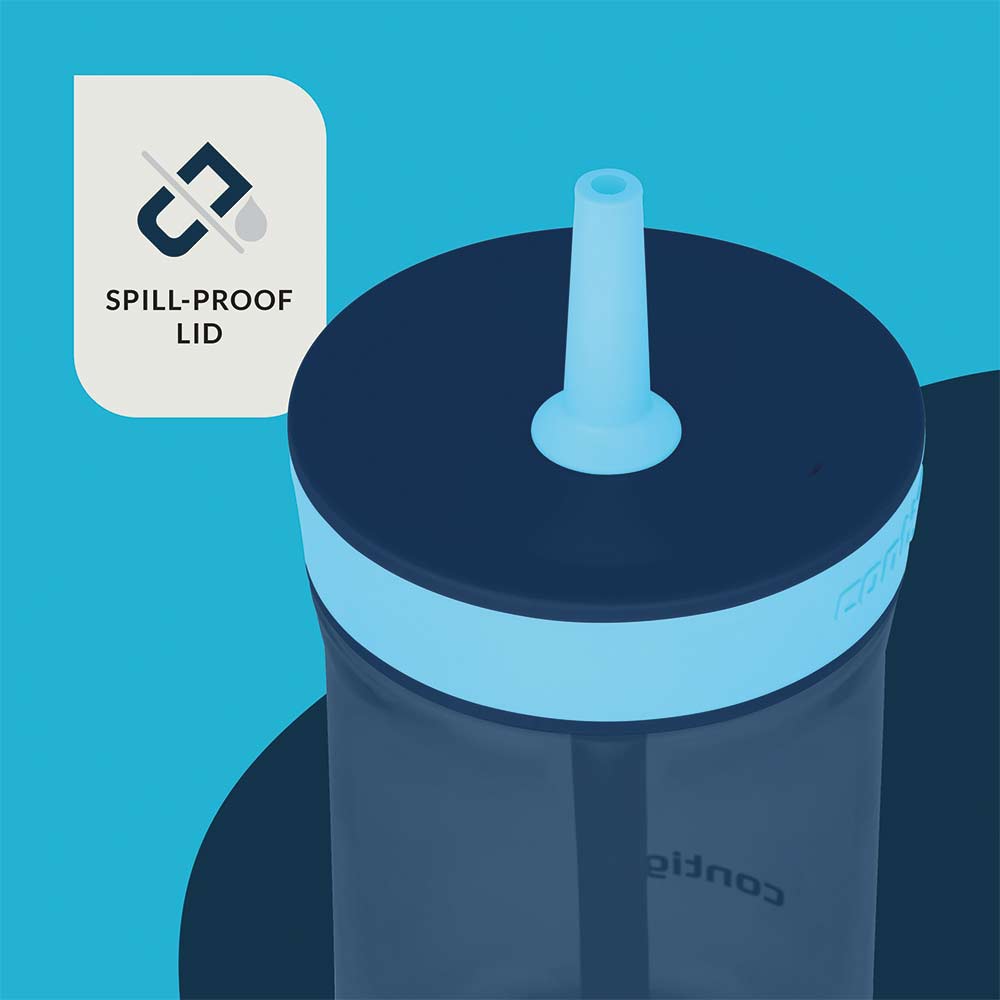 LEIGHTON Strohhalmbecher Blau 420 ml